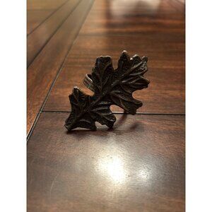 Set Of 8 Vintage Style Leaf Napkin Rings Metal Autumn Decor Table Setting